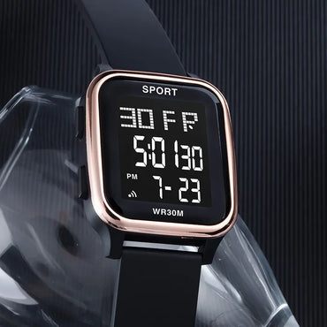 LASIKA Outdoor Sports Multi-Function Electric Watch Student Men's Silicone Strap Digital Wristwatch