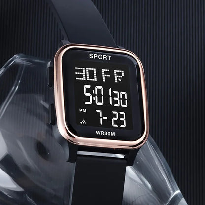 LASIKA Outdoor Sports Multi-Function Electric Watch Student Men's Silicone Strap Digital Wristwatch