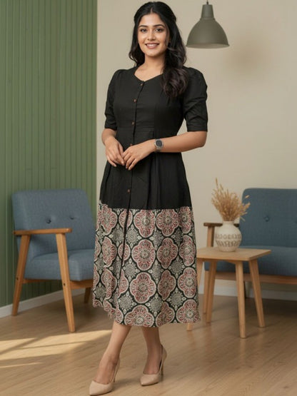 Ethnic Motifs Print Fit & Flare Midi Dress