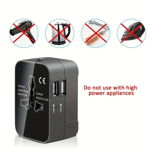 Travel Charger with Dual USB Charging Ports, 2 USB Charger World All in One Universal Travel Charger