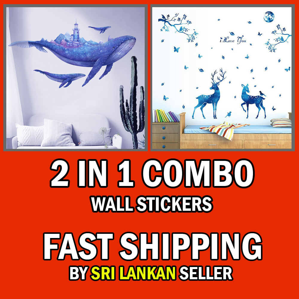 2 in1 Combo 2D Wall Sticker Home Decoration Vinyl Window Wall Stickers Decal Decor Exquisite Wall Stickers For Room Home Decoration removable wall art sticker kids room decoration Wall Stickers in Sri Lanka