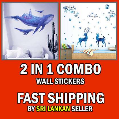 2 in1 Combo 2D Wall Sticker Home Decoration Vinyl Window Wall Stickers Decal Decor Exquisite Wall Stickers For Room Home Decoration removable wall art sticker kids room decoration Wall Stickers in Sri Lanka