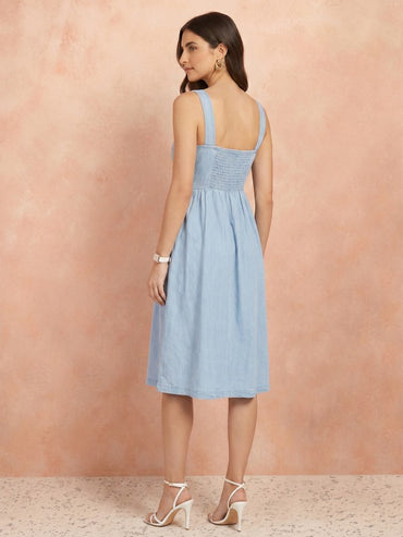 Pure Cotton Smocked Fit & Flare Dress