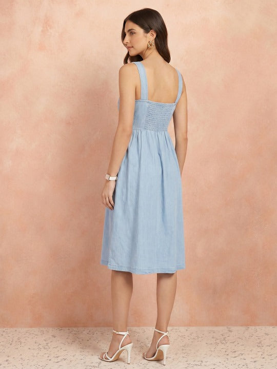 Pure Cotton Smocked Fit & Flare Dress