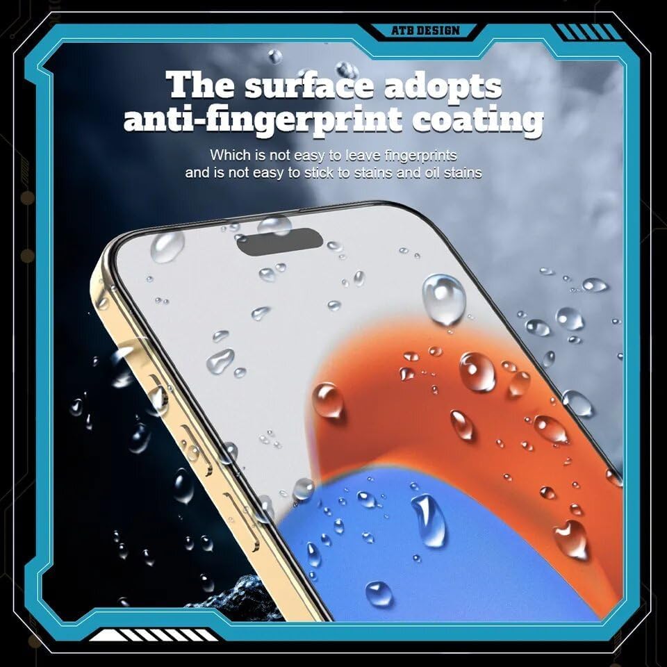 ATB DESIGN Anti-Shock Tempered Glass For iPhone 16 Pro Max , Gorilla Glass, [9H] Hardness, Super HD Clear, Made With Japanese Technology Glue