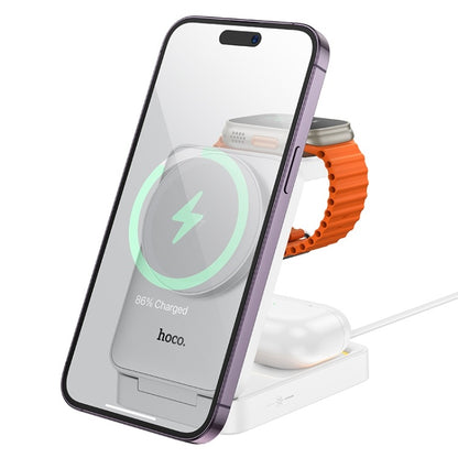 Hoco CQ21 15W QI Wireless Charger 3 IN 1Folding Magnetic Wireless Fast Charger