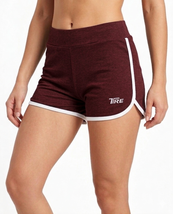 TRE Womenâ€™s Dri-Fit Cotton Spandex Athletic Shorts | Slim Fit Gym & Running Shorts