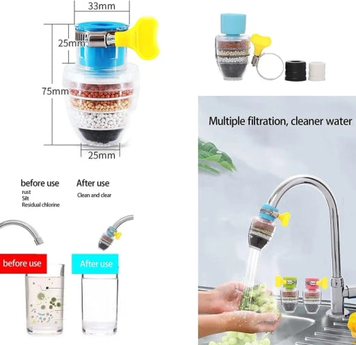 Home Kitchen Clean Faucet Tap Activated Carbon Water Purifier 5 Layer