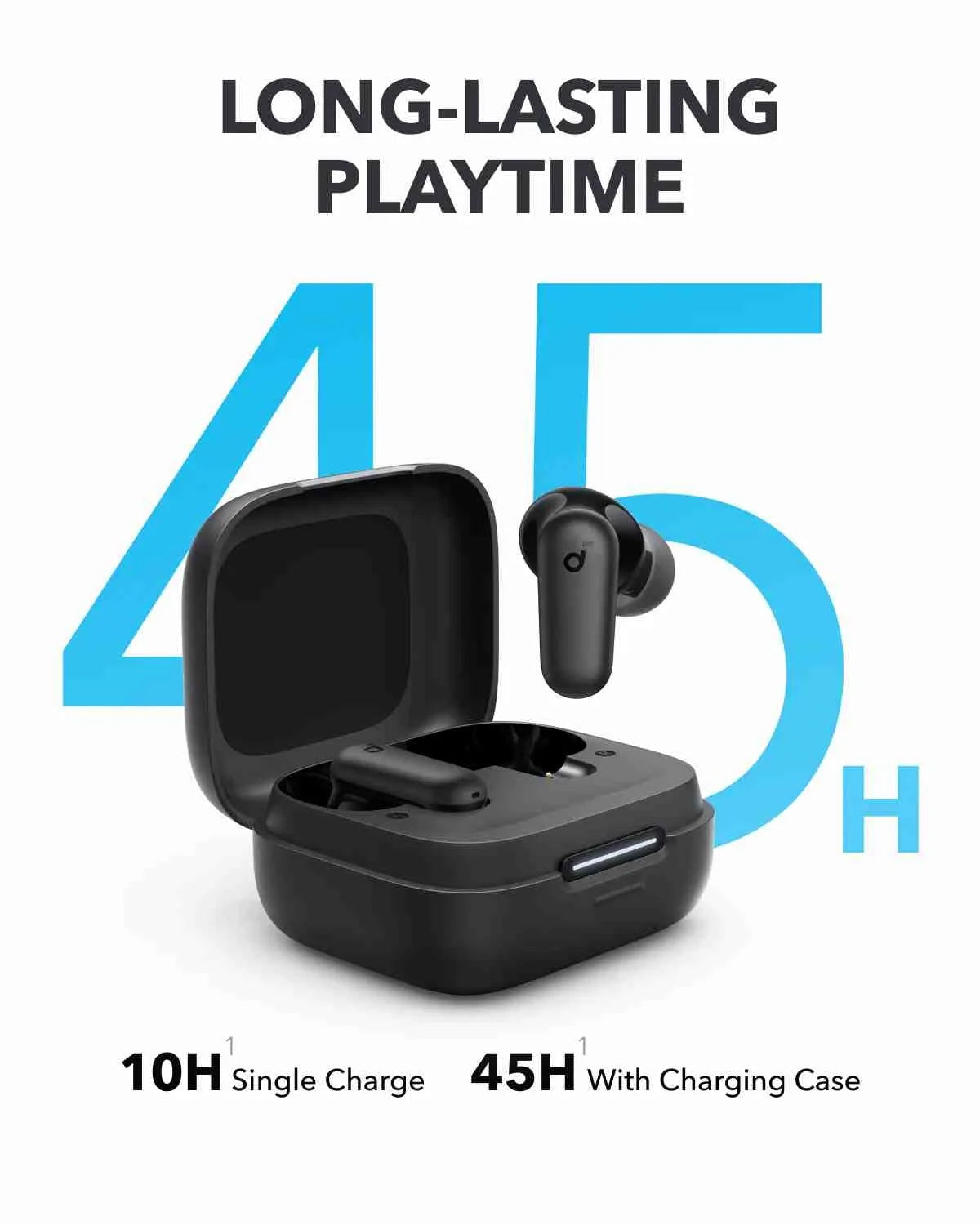 Anker Soundcore R50i NC Noise Cancelling Earbuds, Strong and Smart ANC , Powerful Bass, Up to 45H Playtime, 2-in-1 Case and Phone Stand, IP54, Wireless Earbuds, Bluetooth 5.4, App Control
