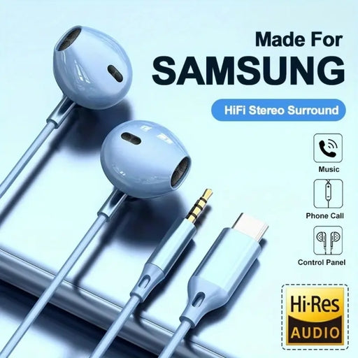 HiFi Wired in-Ear Headphones – USB-C & 3.5Mm, Volume Control & Mic, No Battery Required
