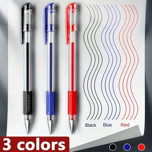 3 Pens + 20 Refills Gel Pen Set School Supplies Black Blue Red Ink Color 0.5Mm Ballpoint Pen Kawaii