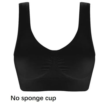 Women’s Seamless Sports Bra Camisole Crop Top – XXL/3XL, Black, Wireless Fitness & Yoga Underwear