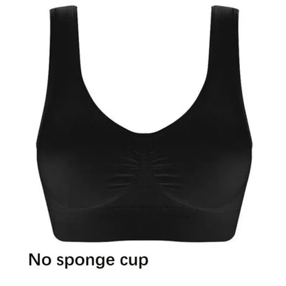 Women’s Seamless Sports Bra Camisole Crop Top – XXL/3XL, Black, Wireless Fitness & Yoga Underwear