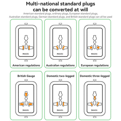 YESIDO MC32 Universal Travel Adapter Multi-Nation Compatibility 1380W Global Plug Converter
