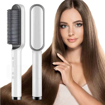 Hair Straightener Curling Professional Quick Heated Electric Hair Comb Iron Dryer Hairstyle Brush