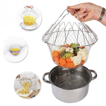 Chef Basket 12 in 1 Stainless Steel Kitchen Tool for Deep Frying, Boiling, Cooking