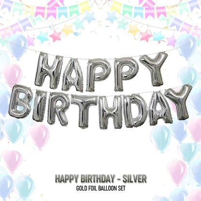 Large SIze Happy Birthday Party Balloons Decoration 16" Happy Birthday Letter Banner Balloon Party Foil SILVER