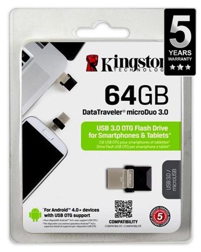 Kingston Digital 64GB Data Traveler Micro Duo USB 3.0 Micro USB OTG