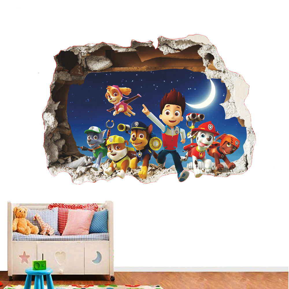 PAW Boy Patrol Wall Sticker Cartoon 3D Effect Decorative Wall Decal Home Decor Gifts for Kids Rooms Nursery room wall decoration children toys kids stickers