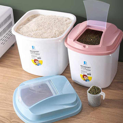 Wall-Mounted Dry Food & Rice Dispenser Container | Moisture-Proof Grain Storage Box with Lid