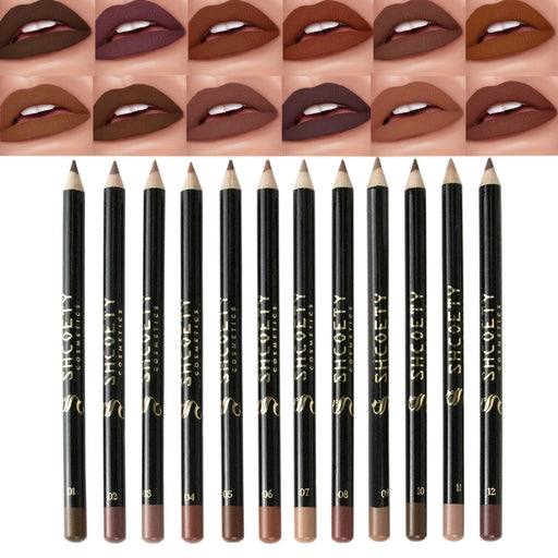 12Pcs Multi-Color Lip Liner Set, Waterproof, Sweat Proof, Long Lasting and Natural Look Lip Liner