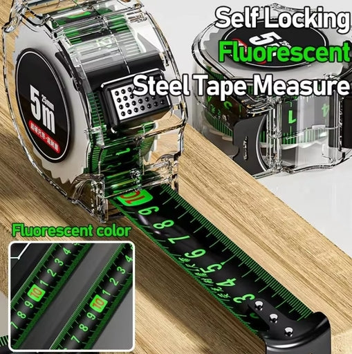 1Pc High-Precision Fluorescent Tape Measure – Laser-Etched, Self-Locking Durable Measuring Tool