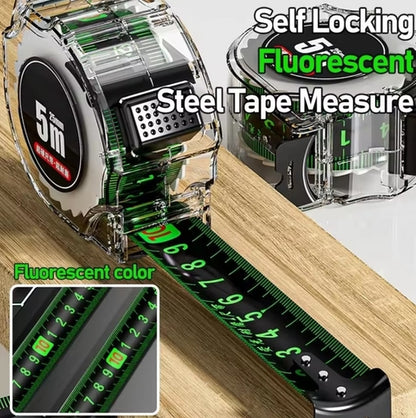 1Pc High-Precision Fluorescent Tape Measure – Laser-Etched, Self-Locking Durable Measuring Tool