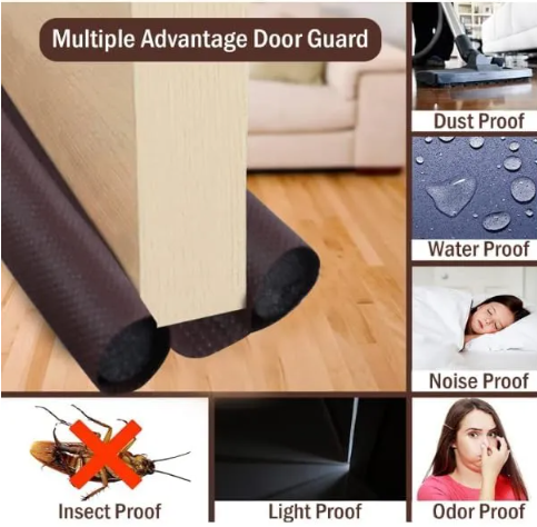 Twin Door Draft Guard & Energy-Saving Stopper | Double-Sided Draft Dodger & Noise Blocker