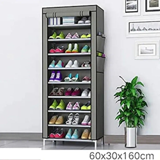 9-Layer Simple Shoe Rack Cabinet Nonwoven Dustproof Hallway Shoes Storage Organizer