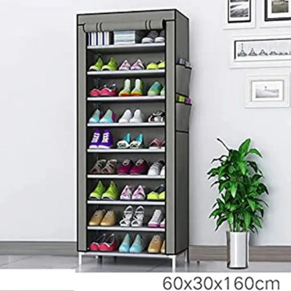 9-Layer Simple Shoe Rack Cabinet Nonwoven Dustproof Hallway Shoes Storage Organizer