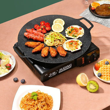 30CM/28CM Non-Stick Round Grill Pan – Maifan Stone BBQ & Roasting Pan for Gas and Induction Cookers