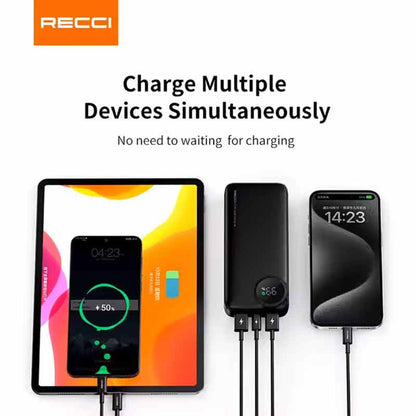 Genuine RECCI 10000 / 20000 /  30000 / 50000mAh Power Bank Type-C Output & 2 USB 22.5W Dual Fast Charging Battery Pack