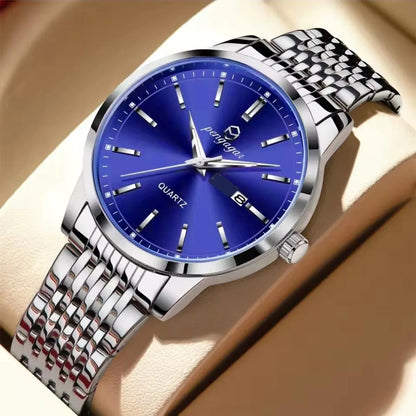 POEDAGAR Brand Business Men Watches Luxury New Top Waterproof Stainless Steel Quartz Wrist Watch Man