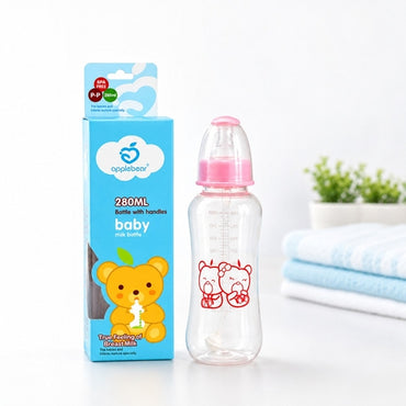 280Ml PP Baby Feeding Bottle with Nipple and Handle Regular Neck