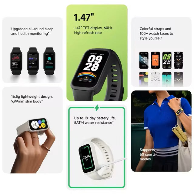 Xiaomi Smart Band 9 Active Smart Watch with 5ATM Water Resistance SpO2 / Scientific Sleep Monitoring Heart Rate Monitoring & 