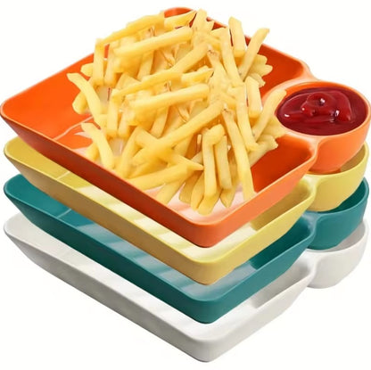 4Pcs Plastic Serving Plate Set – Sturdy Snack, Chips & Sushi Plates for Home & Restaurant Use