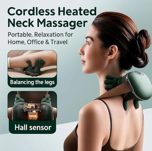 Bionic Heated Shiatsu Neck & Shoulder Massager, 4D Kneading Deep Tissue Relief SMT