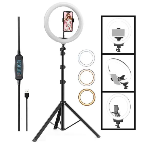 10" Ring Light with Desk Stand & 3 Phone Holders | for TikTok & Photography
