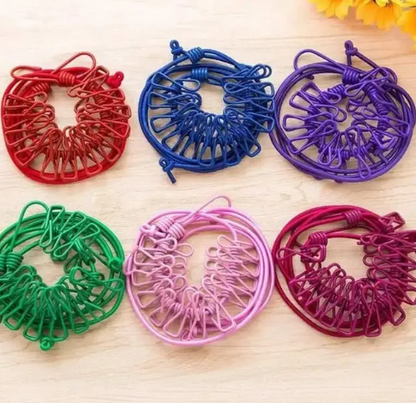 Portable Travel Elastic Clothesline Adjustable Clothesline with 12Pcs Clothespins