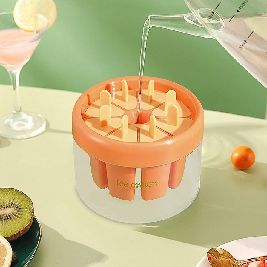 Ice Cream Mold Popsicles Molds with Round Ice Holder 8Pcs Reusable Popsicle Maker for Kids DIY