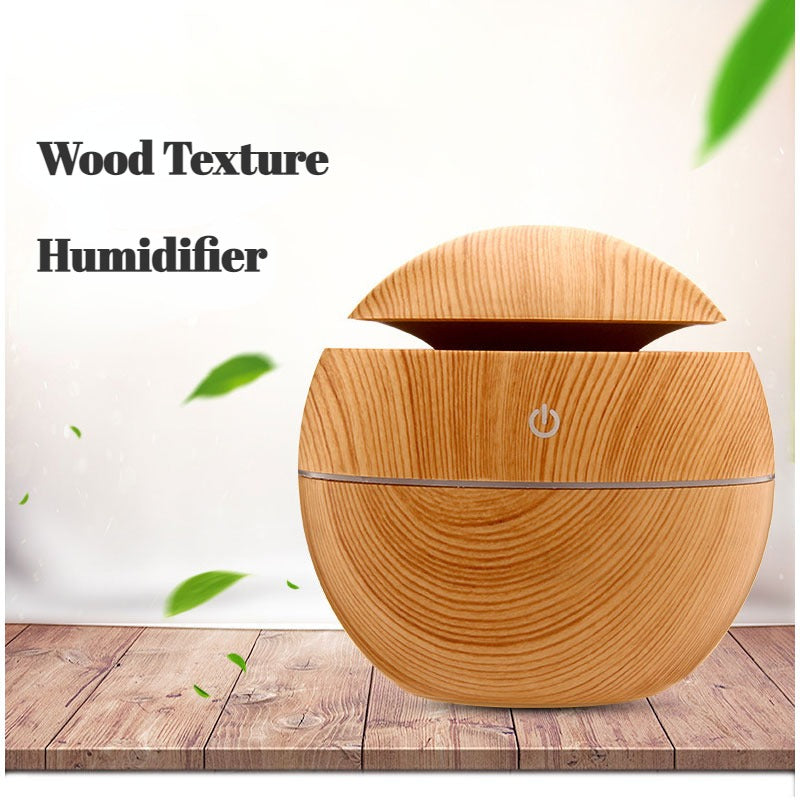 USB 200Ml Ultrasonic Cool Mist Humidifier & Aroma Diffuser – Wood Grain Mini Air Mist Sprayer