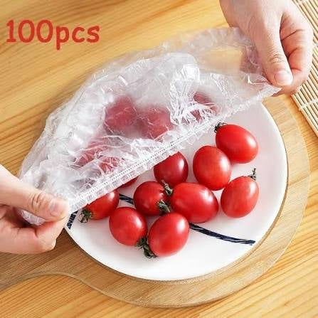 100 Pcs Elastic Plastic Wrap Food Cover