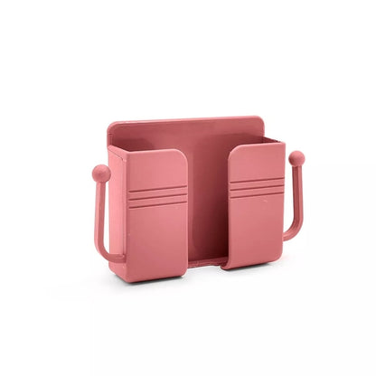 Wall Mount Phone Holder Self-Adhesive Wall Beside Organizer Storage Box Plastic Charging Phone Stand
