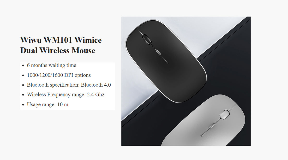 WiWu WM101 Wimice Bluetooth & Wireless Dual Mode Rechargeable Wireless Mouse