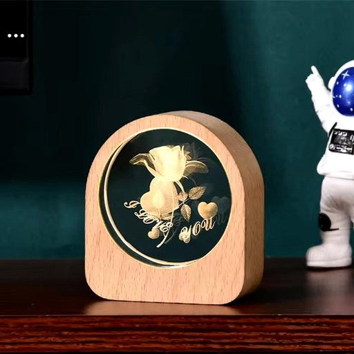 3D Crystal Ball Night Light USB Table LED Wooden Decoration Birthday Gift Adults (8Cm) Model No 5