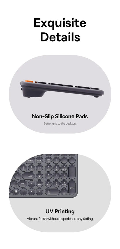Baseus K01B Bluetooth Wireless Tri-Mode Keyboard for NoteBook Pad PC Tablet Laptop 84 Key Mini Slim Dual System 2.4G Silent Keyboard