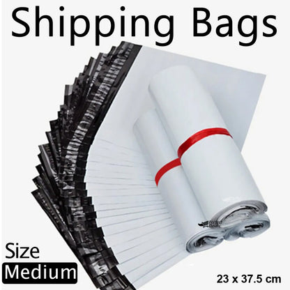 23 x 33.5+5 cm Perfect Medium Poly Mailer White Poly Mailer Bags Bundle of 100 Bags pack and 10 Bags Pack Self-seal Adhesive bags Storage Bags Plastic Poly Envelope Maile Packs Postal Safe Mailing Bags Shipping Bags Medium Size 23 x 37.5 cm
