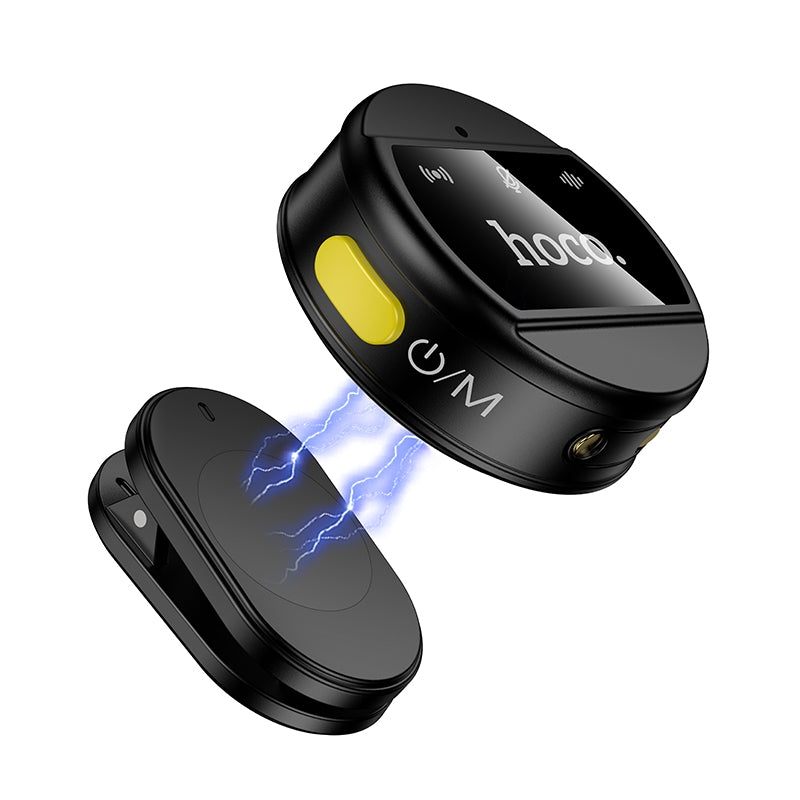 Hoco Magnetic Lapel Dual Wireless Microphone with Type-C / Lightning Adapter