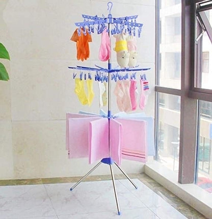 3-Tier Foldable Clothes Drying Rack – Collapsible Garment Stand for Towels, Baby Clothes & Socks