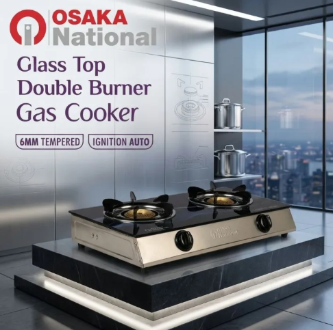 Glass Top Gas Cooker Double Burner